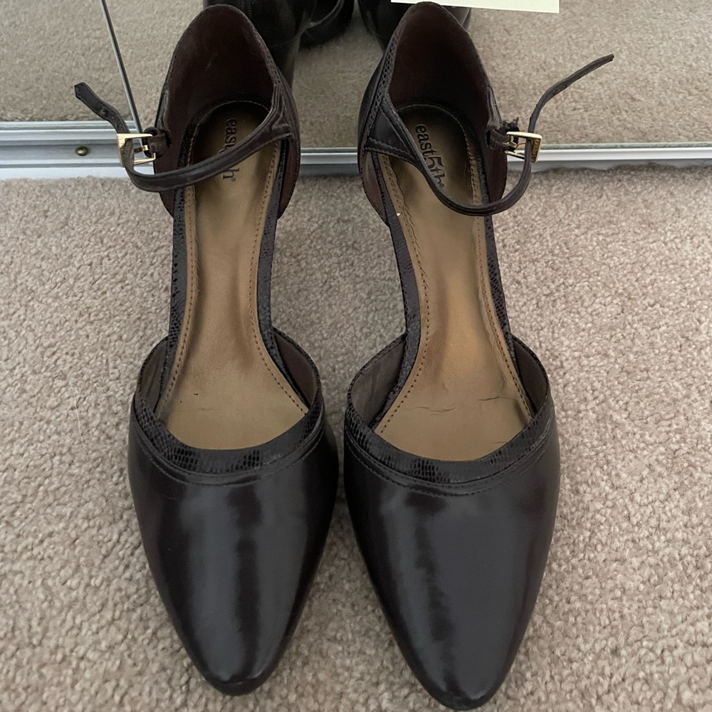 Dark brown heels with strap